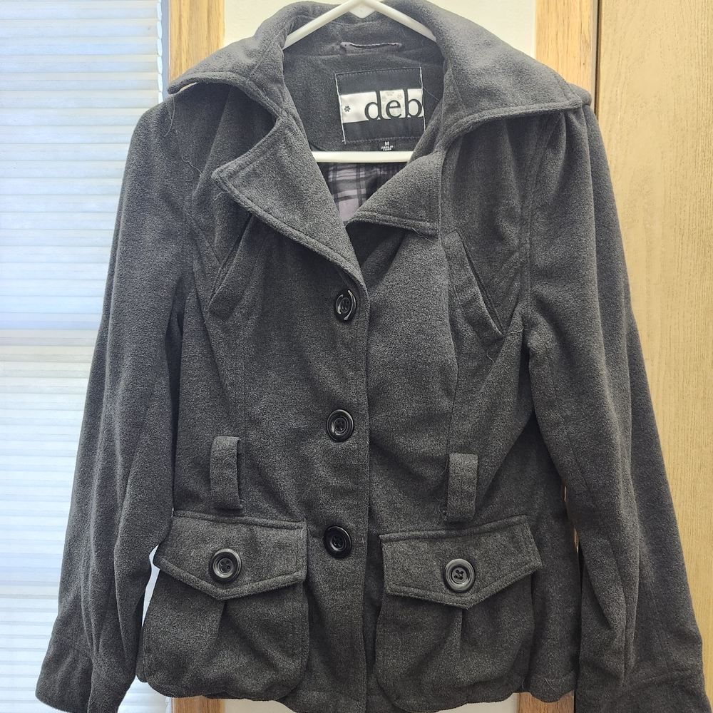 Deb Gray Pea Coat with Tailored Silhouette